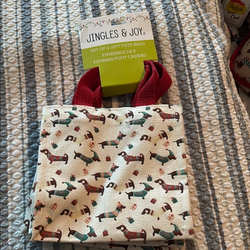 Jingles and Joy Tote Bag - Festive Dachshunds